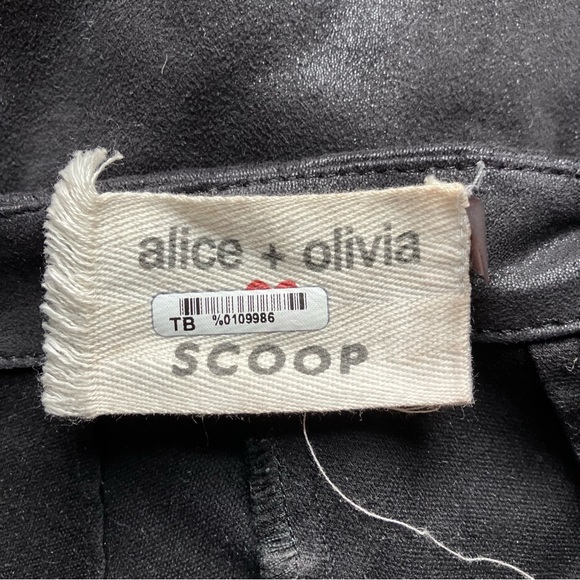 Alice + Olivia x Scoop Faux Leather Metallic Shimmer Black Leggings size 6 - Picture 9 of 11